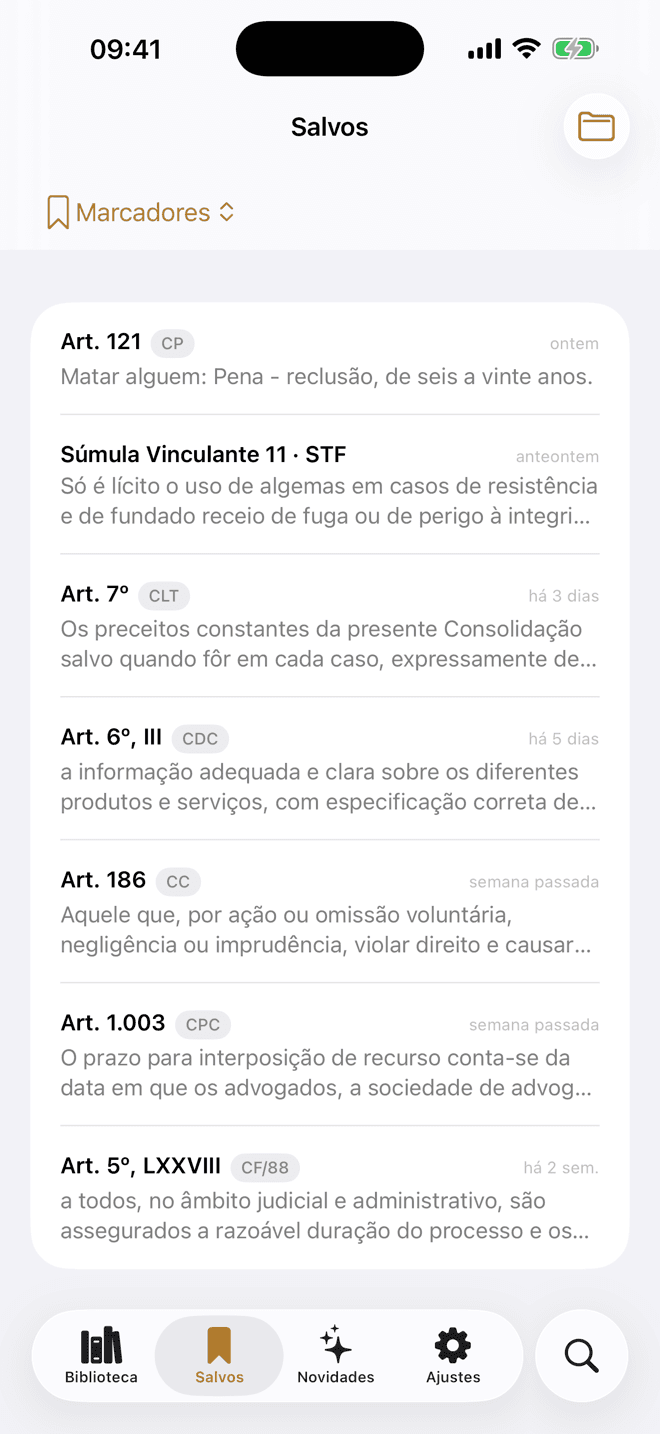 Salvos: marcadores em vários diplomas e súmulas.